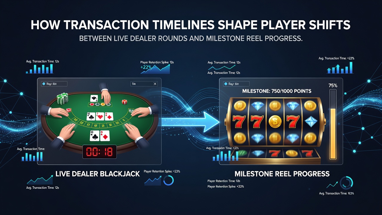 Diagramm mit Zeitachsen und Wechselraten zwischen Live-Dealer und Slot-Progressionen auf mobilen Endgeräten
